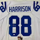 Autographed/Signed Marvin Harrison Indianapolis White Football Jersey JSA COA