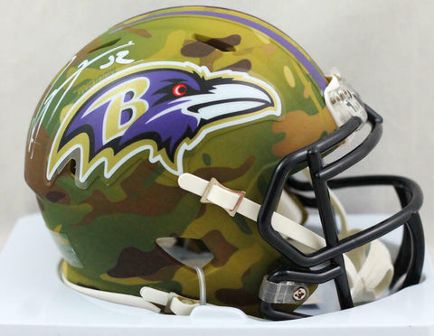 Ray Lewis Signed Baltimore Ravens Camo Speed Mini Helmet- Beckett W Auth *White