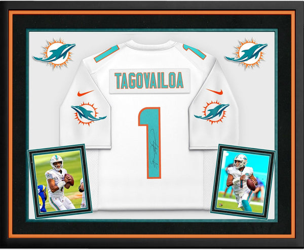 Tua Tagovailoa Miami Dolphins Deluxe Framed Autographed White Nike Game Jersey