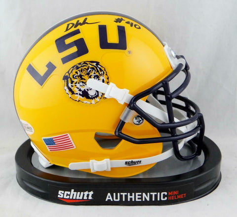 Devin White Autographed LSU Tigers Yellow Schutt Mini Helmet-Beckett Auth *Top