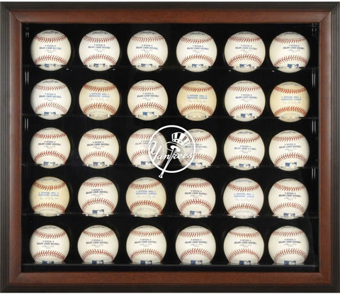 Yankees Logo Brown Framed 30-Ball Display Case - Fanatics