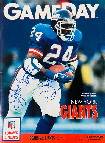 Ottis Anderson Autographed Giants 9/15/1991 Gameday Magazine Beckett 38096