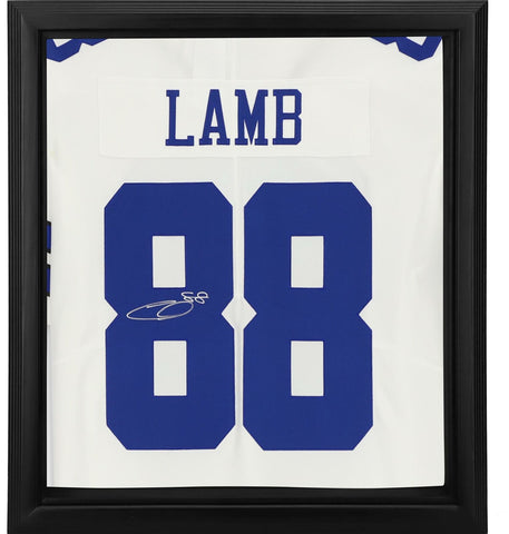 CeeDee Lamb Dallas Cowboys Framed Signed White Nike Limited Jersey Shadowbox