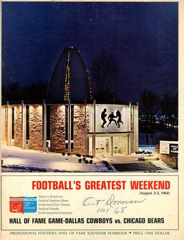 Art Donovan Signed 1968 Football's Greatest Weekend Magazine Beckett 38060