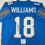 Autographed/Signed Jameson Williams Detroit Blue Football Jersey JSA COA