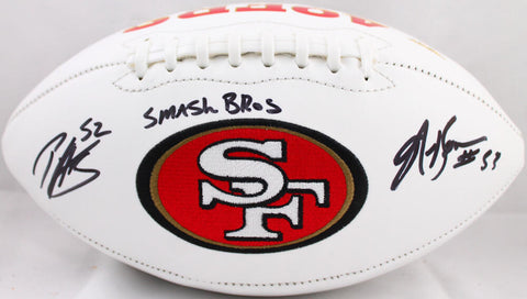 NaVorro Bowman Patrick Willis Signed 49ers Logo Football w/Smash Bros- BAW Holo