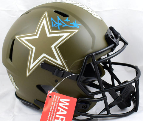 Dak Prescott Signed Cowboys F/S Salute to Service Speed Auth Helmet-BeckettWHolo