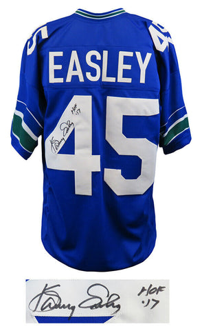 Kenny Easley Signed Blue Throwback Custom Football Jersey w/HOF'17 -SCHWARTZ COA