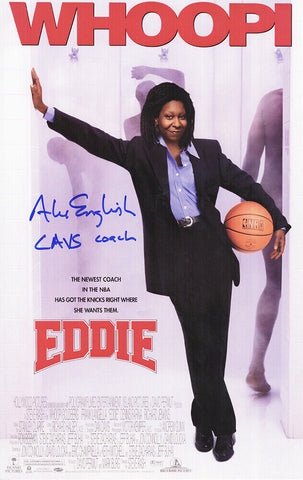 Alex English Signed Eddie 11x17 Movie Poster w/Cavs Coach - (SCHWARTZ COA)