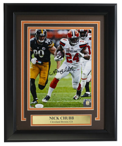 Nick Chubb Signed Framed 8x10 Cleveland Browns Football Photo JSA ITP