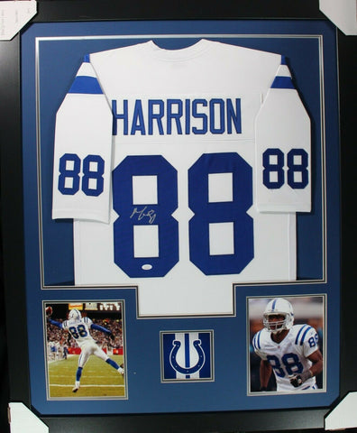 MARVIN HARRISON (Colts white TOWER) Signed Autographed Framed Jersey JSA