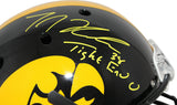 TJ Hockenson Autographed/Signed Iowa Hawkeyes F/S Schutt Helmet BAS 34255