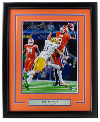 Justyn Ross Signed Framed Clemson Tigers 11x14 Photo BAS