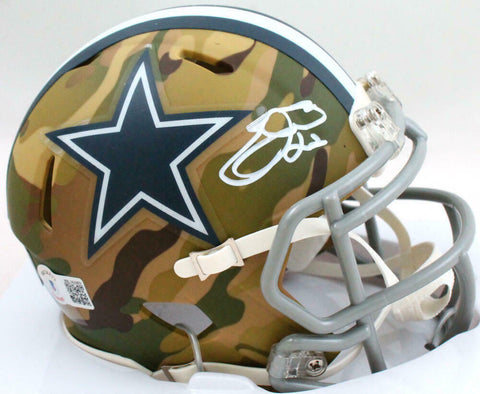 Emmitt Smith Autographed Dallas Cowboys Camo Speed Mini Helmet - Beckett W Holo