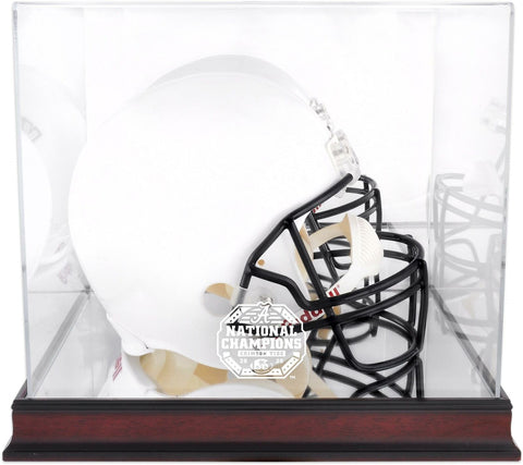 Alabama Crimson Tide CFP 2020 National Champs Logo Mahogany Helmet Display Case