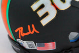 Warren Sapp Signed UM Hurricanes Black Trtd. Mini Helmet w/ Insc -Beckett W Holo