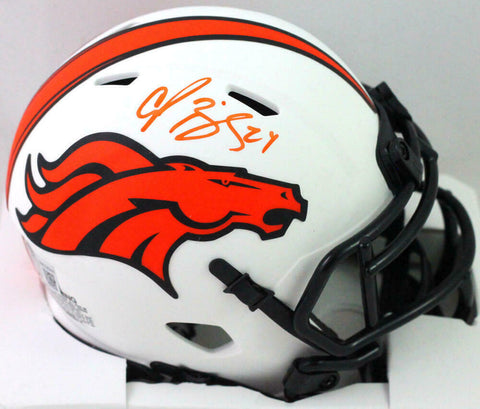 Champ Bailey Autographed Denver Broncos Lunar Speed Mini Helmet-Beckett W*Orange