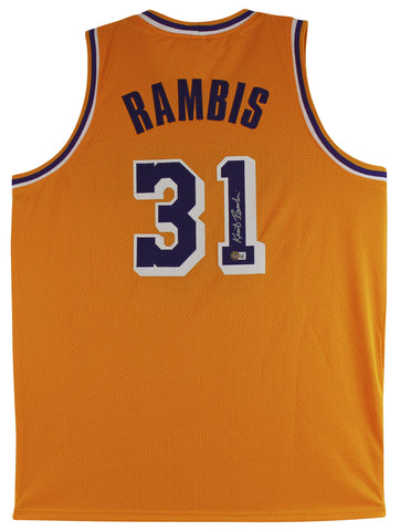 Kurt Rambis Authentic Signed Yellow Pro Style Jersey Autographed BAS Witnessed