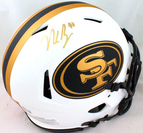 Nick Bosa Autographed SF 49ers Authentic Lunar Speed F/S Helmet- Beckett W *Gold