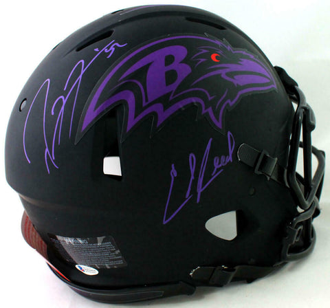 Ed Reed Ray Lewis Signed Ravens F/S Eclipse Authentic Helmet - Beckett W Auth