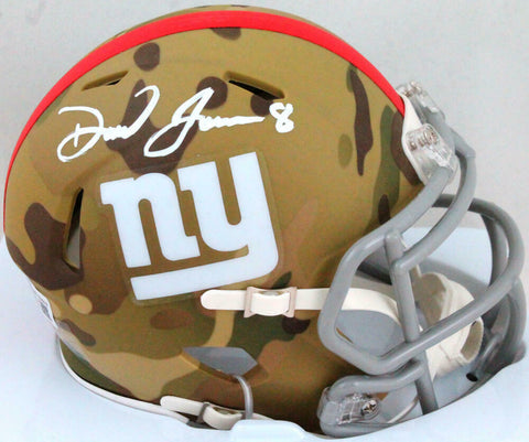 Daniel Jones Autographed New York Giants Camo Mini Helmet- Beckett W *White