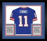 Framed Phil Simms New York Giants Signed Mitchell & Ness Blue Replica Jersey