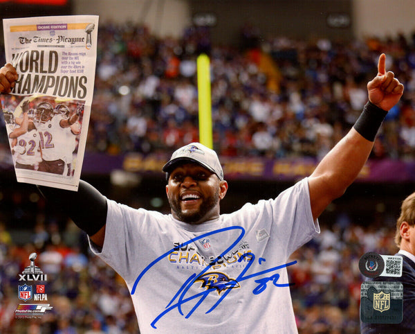 Ray Lewis Autographed/Signed Baltimore Ravens 8x10 Photo Beckett BAS 33747