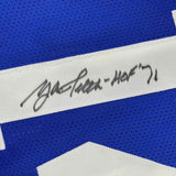 FRAMED Autographed/Signed Y.A. YA TITTLE HOF 33x42 New York Blue Jersey JSA COA