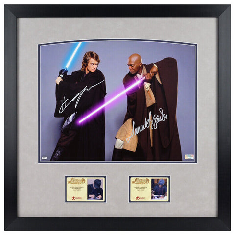 Samuel L. Jackson, Hayden Christensen Autographed Star Wars 11x14 Framed Photo