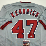 Autographed/Signed HOWIE KENDRICK Washington Grey Baseball Jersey JSA COA Auto