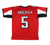 Morten Andersen Signed Atlanta Custom Red Jersey with "HOF 2017" Inscription