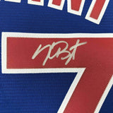 FRAMED Autographed/Signed KRIS BRYANT 33x42 Chicago Blue Jersey Beckett BAS COA