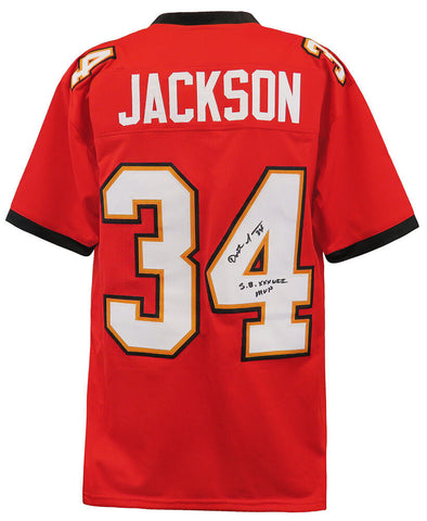 Dexter Jackson Signed Red Custom Football Jersey w/SB XXXVII MVP -(SCHWARTZ COA)