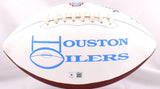 Warren Moon Autographed Houston Oilers Logo Football w/HOF #2- Beckett W Holo