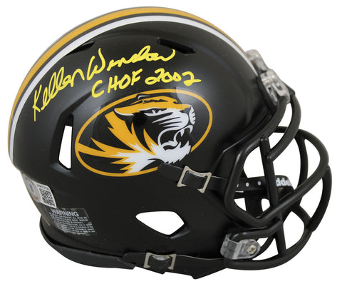 Missouri Kellen Winslow "CHOF 02" Signed Black Speed Mini Helmet BAS Witnessed