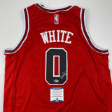 Autographed/Signed Coby White Chicago Red Basketball Jersey Beckett BAS COA