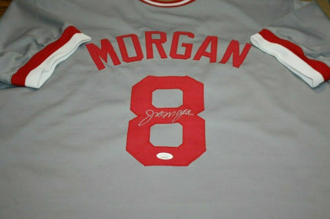 Joe Morgan Autographed Cincinnati Reds Majestic White L Jersey HOF JSA 25138