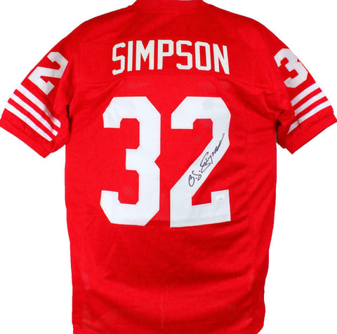 OJ Simpson Autographed Red Pro Style Jersey- JSA W *Black