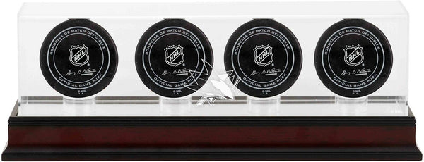 San Jose Sharks Mahogany Four Hockey Puck Logo Display Case
