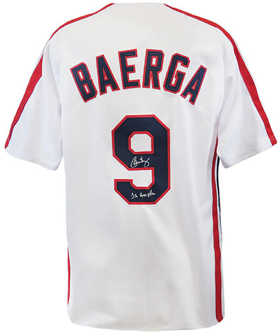 Carlos Baerga Signed White Custom Baseball Jersey w/3x All Star - (SCHWARTZ COA)
