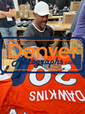 Brian Dawkins Autographed/Signed Pro Style Orange XL Jersey Beckett 38822