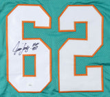 Jim Langer Signed Dolphins Jersey Inscribed "HOF 87" (JSA COA) 1972 Miami 17-0