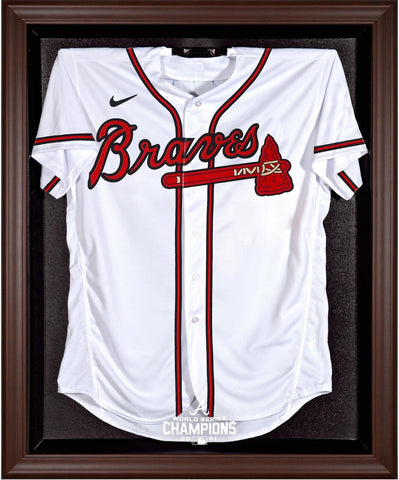 Braves 2021 MLB World Series Champions Brown Framed Logo Jersey Display Case