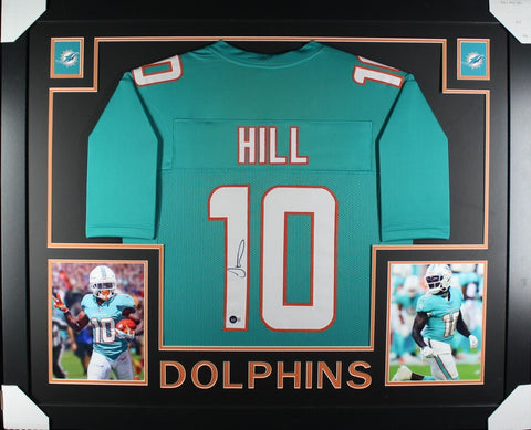 TYREEK HILL (Dolphins teal SKYLINE) Signed Autographed Framed Jersey Beckett