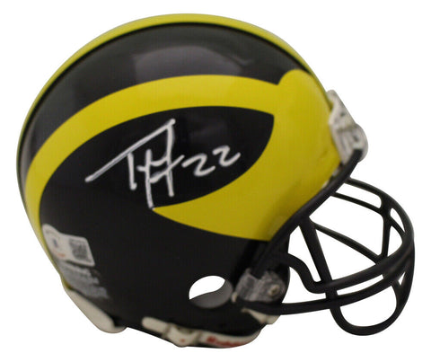 Ty Law Autographed Michigan Wolverines VSR4 Mini Helmet Beckett 35575