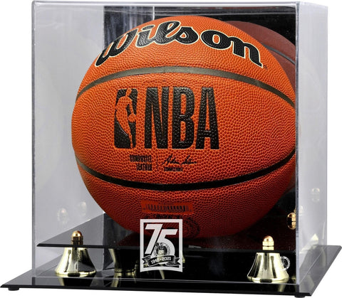 Celtics 75th Anniversary Logo Golden Classic Basketball Display Case