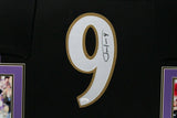 JUSTIN TUCKER (Ravens black SKYLINE) Signed Autographed Framed Jersey JSA