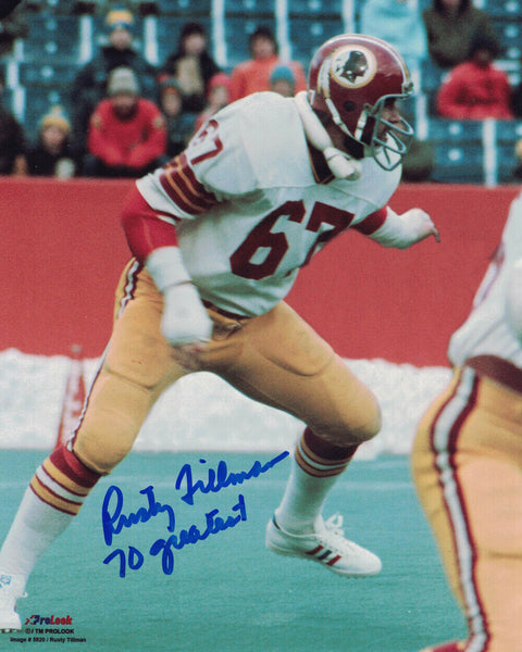 Rusty Tillman Autographed Washington Redskins 8x10 Photo 70 Greatest 27944