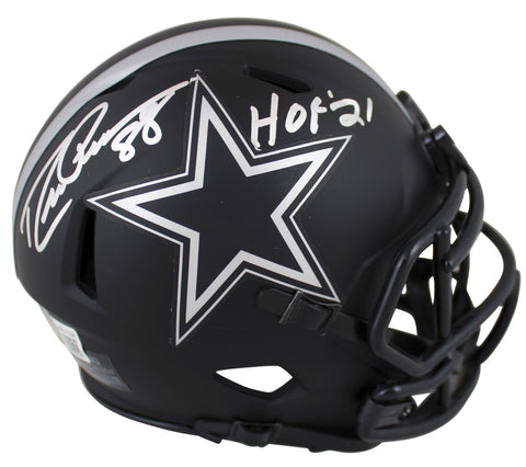 Cowboys Drew Pearson "HOF 21" Signed Eclipse Speed Mini Helmet BAS Witnessed