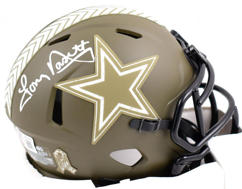Tony Dorsett Signed Cowboys Salute to Service Speed Mini Helmet-Beckett W Holo